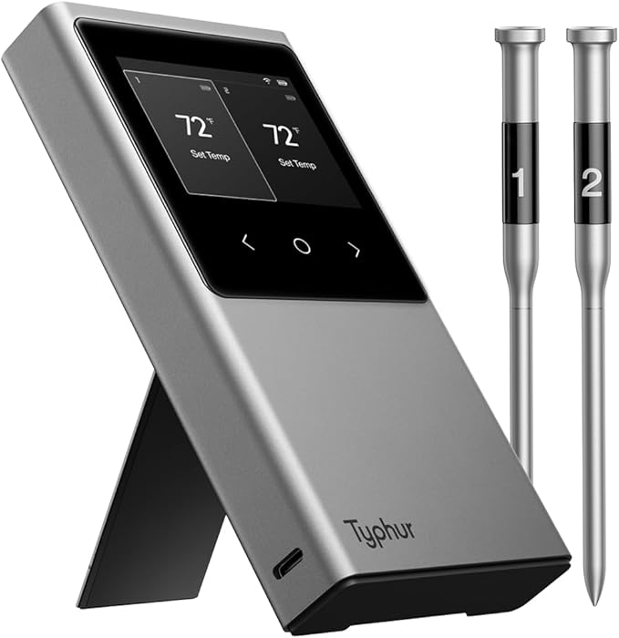 Typhur Sync Dual Gen 2 WiFi Wireless Meat Thermometer, 2 Probes, Smart Base, LCD Display, Unlimited Range, Bluetooth 5.3, Improved Stability, NIST-Certified Accuracy, BBQ, Grill, Smoker, Oven