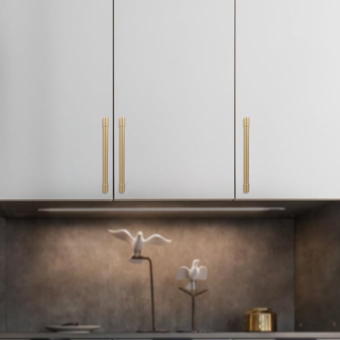 6 Pack Brushed Gold Cabinet Pulls 12.6 Inch(320mm) Hole Centers Kitchen Cabinet Handles Gold Drawer Pulls