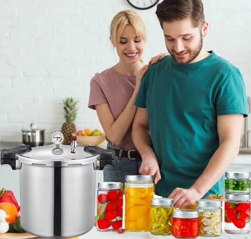 25 Quart Pressure Canner Cooker & pressure canners for canning & water bath canner | Pressure Gauge & Pressure Regulator | Induction Compatible & Pressure release 13 PSI (+/- 5%)