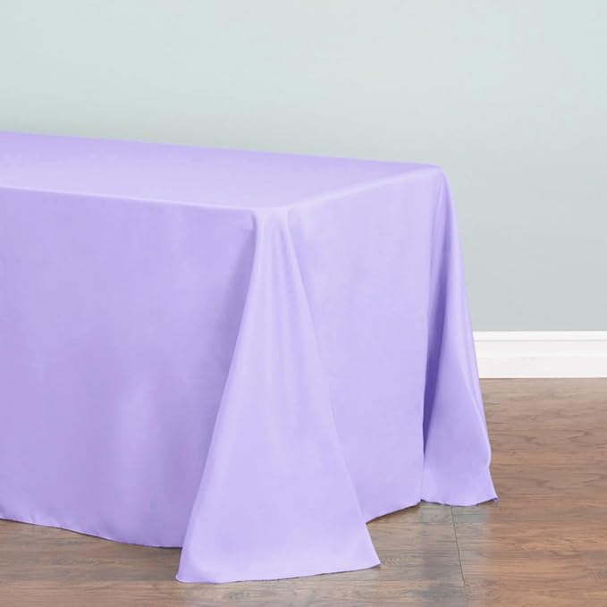LTC LINENS 2-Pack 90x132 Inch Lavender Rectangular Tablecloths - Rounded Corners Table Cloths for 6 ft Tables Floor-Length Drop - Polyester Fabric Cloth Table Covers for Wedding, Party