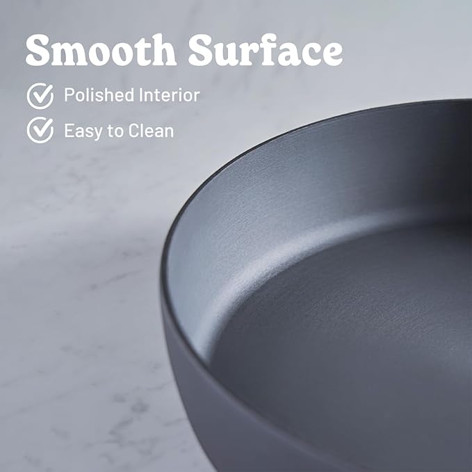 Flambo 12 Inch Smooth Cast Iron Skillet - Naturally Non-Stick, Pre-Seasoned Frying Pan, Smooth Finish for Grilling, Frying, Sauteing, Searing, Baking - Use on Oven, Stove, Grill, or Campfire