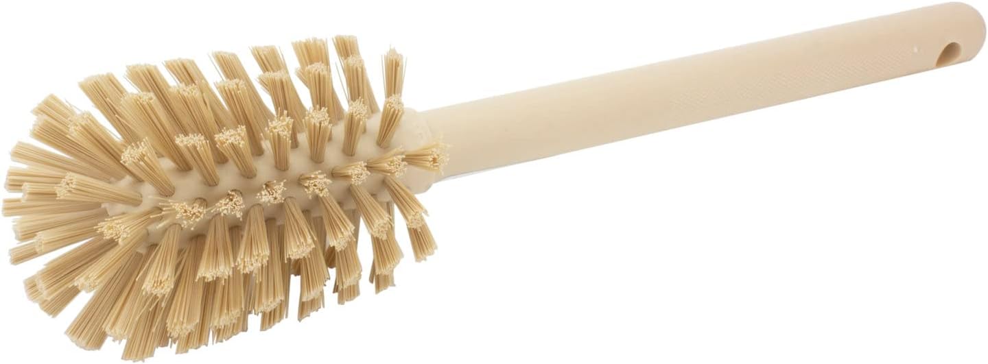 SPARTA Large Water Bottle Brush Ideal for Wide-Mouth Jars, Bottles and Tumblers, Dishwashing Tool with Handle for Home and Commercial Kitchens, Plastic, 12 Inches, Tan, (Pack of 6)