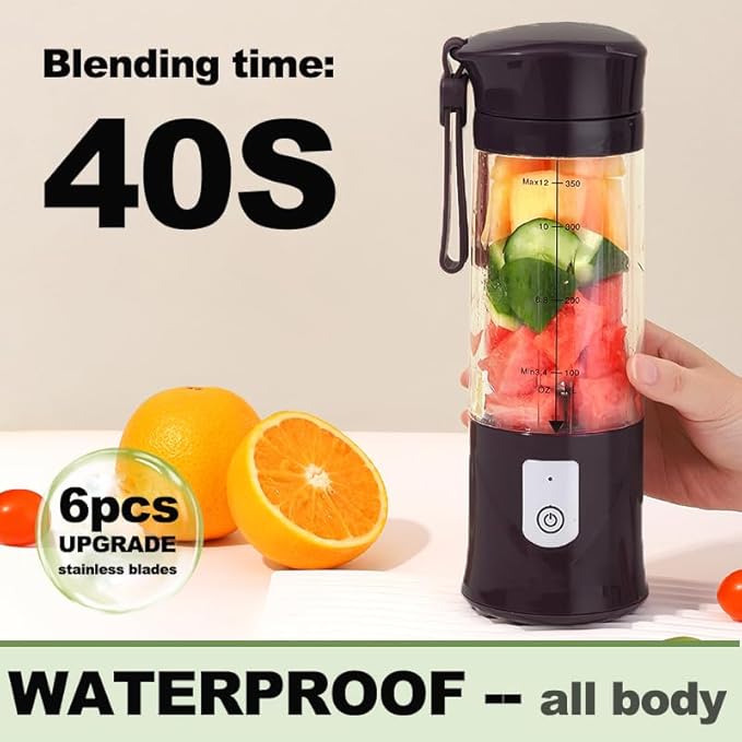 Mini Portable Blender For Shakes and Smoothies,Personal Size Juice Mixing，Leakproof-Lid, Compact, USB-C Rechargeable, Crodless, Convenient for Kitchen, Home, Travel