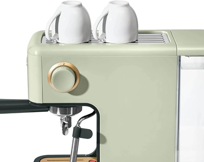 Beautiful Slim Espresso Maker by Drew Barrymore – 20‑Bar Pressure, Dual‑Spout 52 mm Portafilter, 50 oz Removable Tank, 2‑in‑1 Steam Wand & Touch Controls (Sage Green)