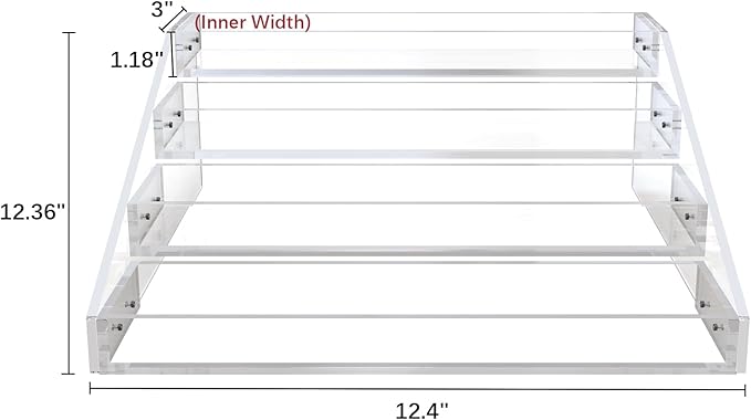 PMMASTO Widen Tiered Spice Rack, Seasoning Organizer, Clear Acrylic Vertical Shelves Can Organizer for Countertop, Cabinet, Pantry, Kitchen Organization and Storage - 4 Tier