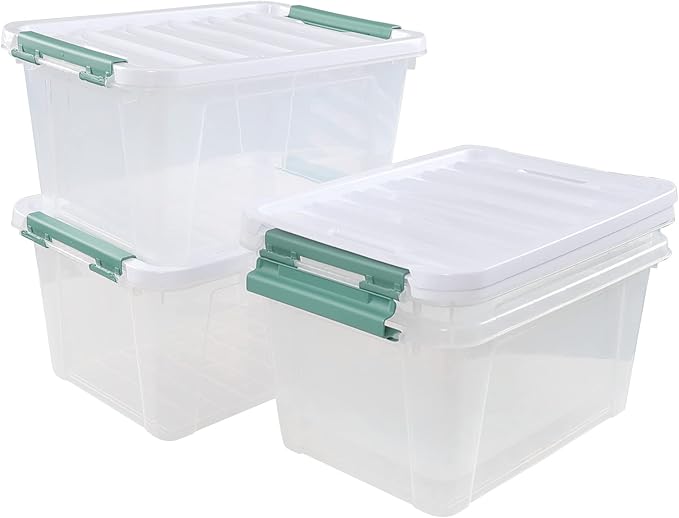 20 Quart Plastic Storage Bins with Lid, Clear Storage Plastic Box, 4 Packs