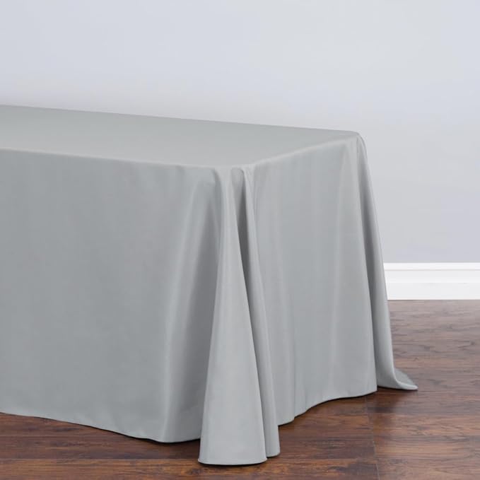 LTC LINENS 2-Pack Rectangular Tablecloths 90 In x 132 In with Rounded Corners - Grey/Silver Table Cloths for 6 ft Rectangle Tables Floor Length - Polyester Fabric Cloth Table Covers for Wedding, Party