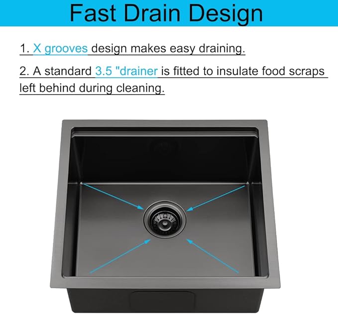 21 x 18 Inch Black Undermount Bar Sink Workstation Wet Bar Prep Kitchen 16 Gauge Single Bowl Small Kitchen Sink