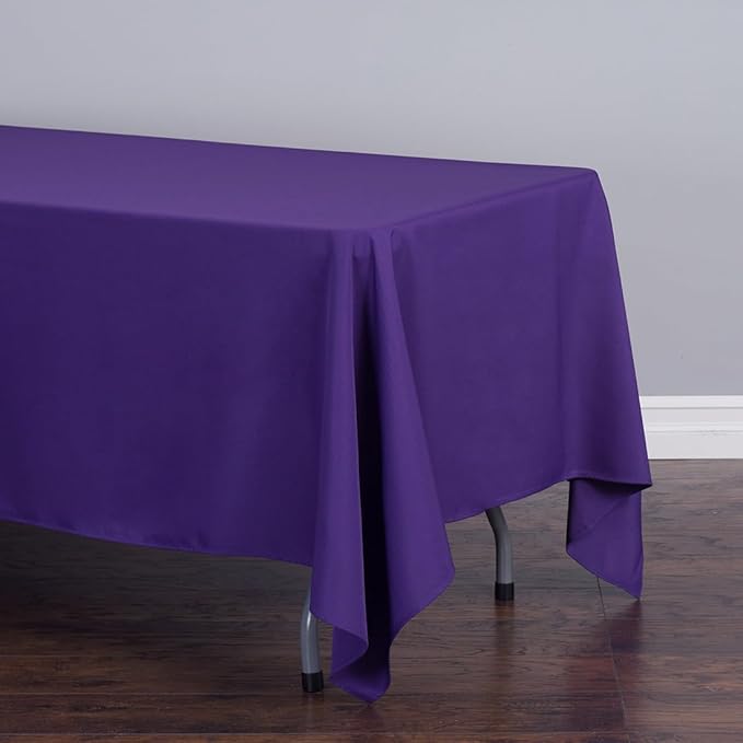 LTC LINENS 2 Pack Purple Rectangular Tablecloths 70 x 120 Inches for 6 or 8 Feet Rectangle Banquet Tables with Half-Drop - Stain and Wrinkle Resistant Polyester Cloth Table Covers for Party, Wedding