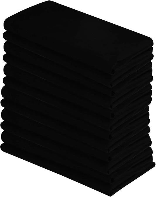 DG Collections 100% Cotton Flour Sack Towels – 12 Pack, 27x27 Inches, Black, Lint-Free, Pre-Washed, Hemmed Edges – Reusable Kitchen Towels for Cleaning, Embroidery, Printing & Crafts - Black