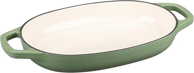 Enameled Cast Iron Oval Dutch Oven Pot with Lid, Dutch Oven for Sourdough Bread Baking, Oval Bread Pan, 5qt, Pistachio Green