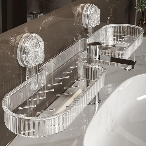 2025 NEW Universal Removable Faucet Storage Rack, Thickened and widened panel design, Removable faucet storage rack installs, no drilling required, residual water automatically drains away (White)