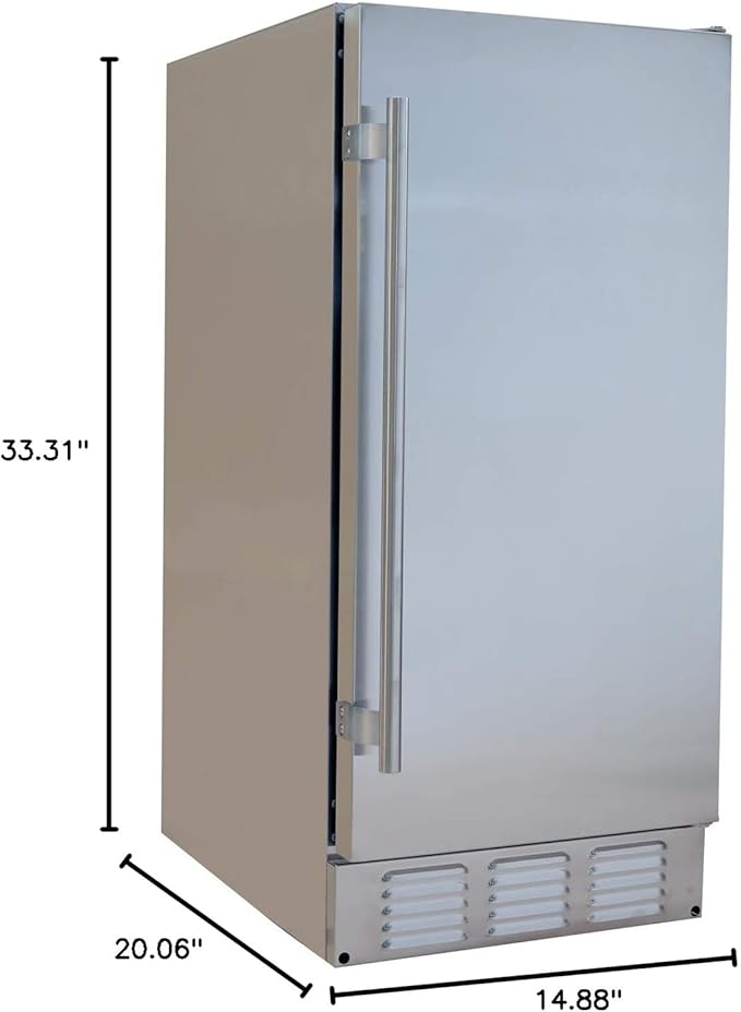 EdgeStar IB250OD 15 Inch Wide 20 Lbs. Capacity Built-in Ice Maker with 25 Lbs. Daily Ice Production - Stainless Steel