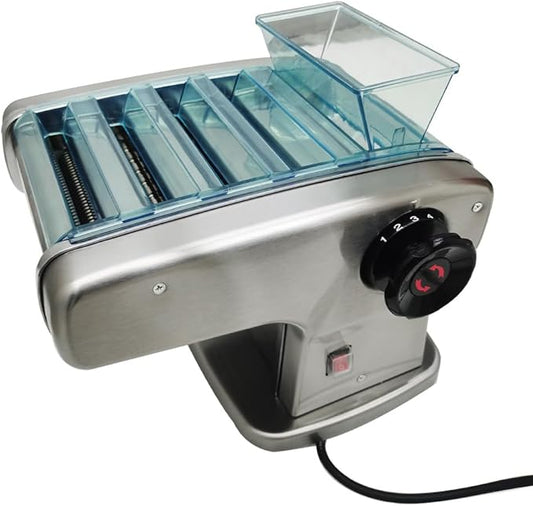 Electric Pasta Press Maker, Stainless Steel Noodle Making Machine, Adjustable Thickness, Automatic Noodle Maker Dough Pressing Machine for Home Commercial 110V 135W