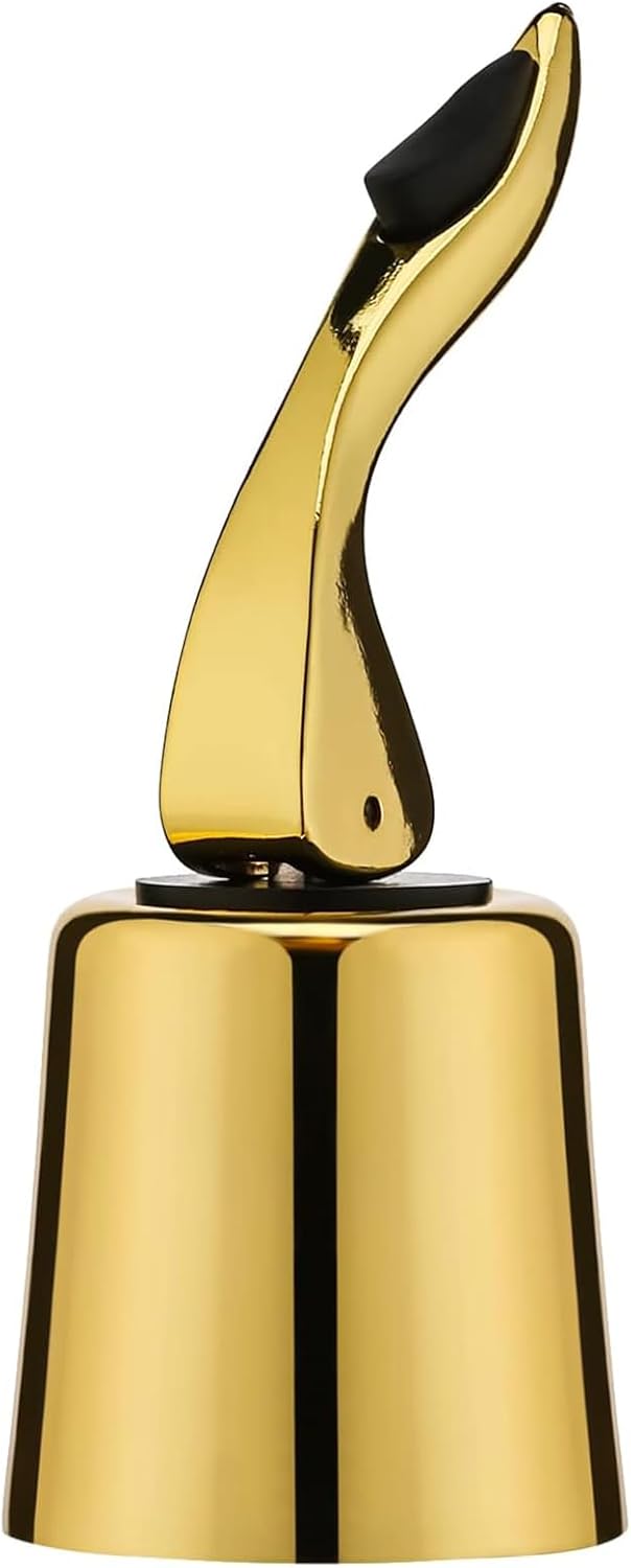 Wine Stoppers for Wine Bottles with Stainless Steel Vacuum Wine Bottle Stopper with Silicone Reusable Wine Corks, Leak proof Keep Fresh Suitable for Red&White Bottle (Gold, 1 Pack)