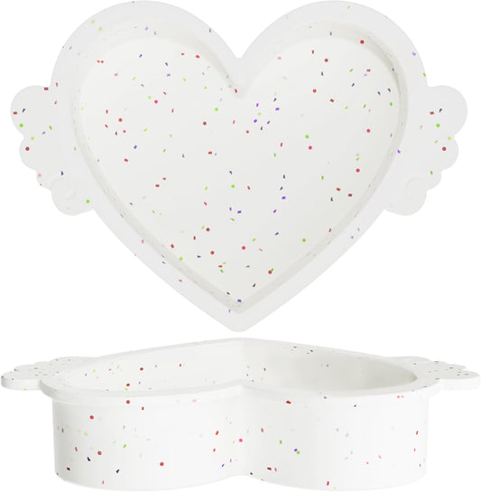 8 Inch Heart Shaped Cake Pans with Metal Reinforced Frame Nonstick Silicone Heart Cake Molds for Baking Set of 2 (Cream)