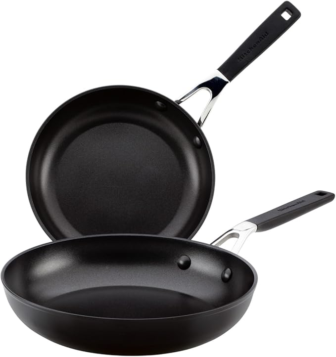KitchenAid 84803 Hard Anodized Nonstick Frying Pans/Skillet Set, 8.25 Inch and 10 Inch - Onyx Black