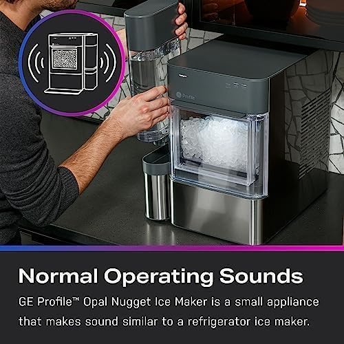GE Profile Opal 2.0 XL with 1 Gallon Tank, Chewable Crunchable Countertop Nugget Ice Maker, Scoop Included, 38 lbs in 24 Hours, Pellet Ice Machine with WiFi & Smart Connected, Black Stainless