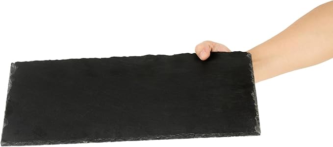 Restaurantware Slate Serving Tray 1 Pack of 15.7" x 7.8" Foam Feet Charcuterie Stone Plate Rustic Edges Freezable Black Serving Display Cheese Boards for Kitchen, Gourmet, Dining, Parties
