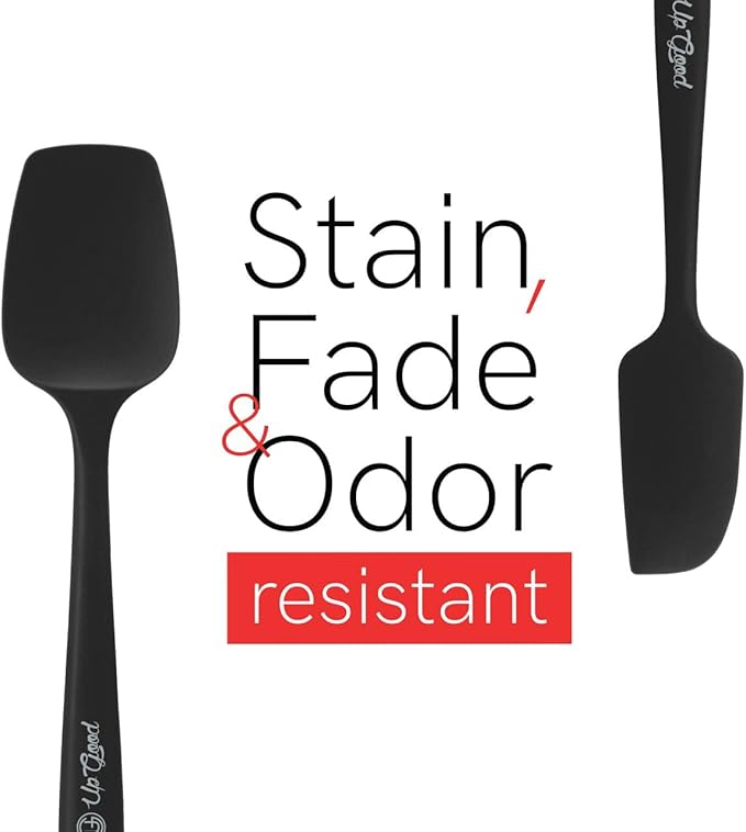 UpGood Silicone Spatula Set 600°F - High Heat Resistant Nonstick, Small and Large Kitchen Spatulas - Flexible BPA Free Professional Grade Cookware - Utensils for Cooking, Baking, Mixing(4 Pcs, Black)