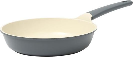 Oster Platinum Rooney Large 12 Inch Durable & Light Cast Aluminum Frying Pan Skillet w/PFA Free Ceramic Nonstick Interior Cookware Chef's Pan, Omelet Pan - Induction - Grey