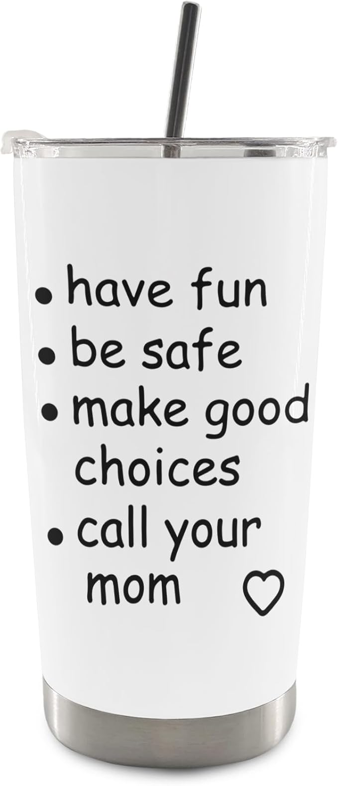 QASHWEY Funny Call Your Mom Coffee Tumbler - Gifts for College Daughter Son Travel Tumbler Coffee Mug, Funny College Freshman Gifts, Preppy Freshman Stainless Steel Tumblers with Straw and Lid 20 oz