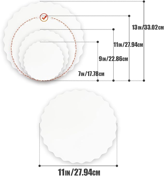 qiqee 11 Inch White Wave Cake Boards Round 15-Packs Circles Rounds Base Food-Grade Cardboard Wave Cake Plate（Thinner But Stronger）