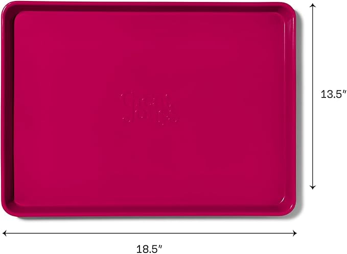 Great Jones Holy Sheet Pan (Raspberry) | Nonstick, Half-Sheet Pan | Aluminized Steel, 18.5" x 13.5" | For Baking, Roasting, & Broiling | Premium Bakeware with Even Heat Distribution | Dishwasher-Safe