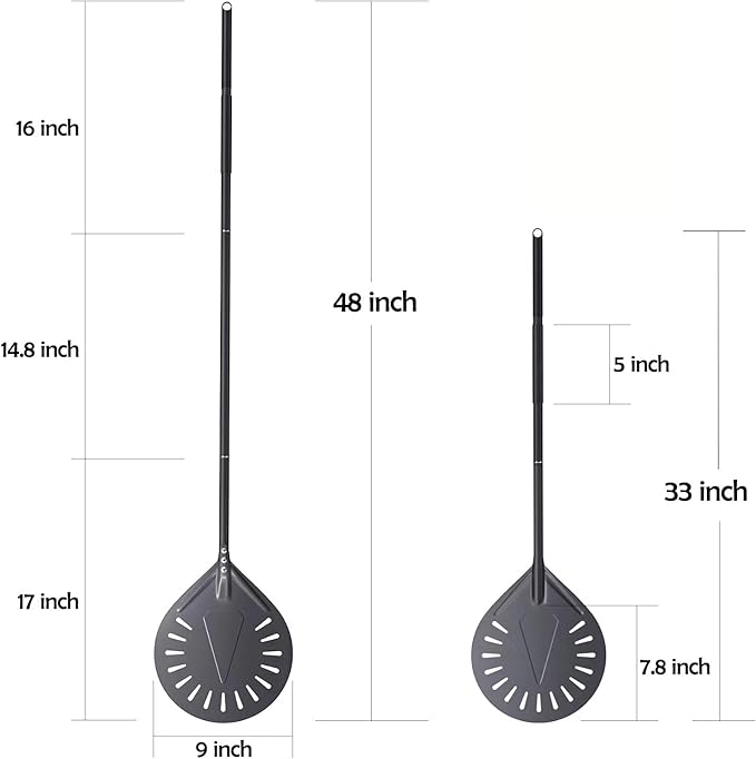 12 Inch + 9 Inch Pizza Peel Set, Perforated Pizza Turning Peel, 12" x 14" Professional Aluminum Pizza Paddle for Homemade Pizza, Pizza Oven Accessories