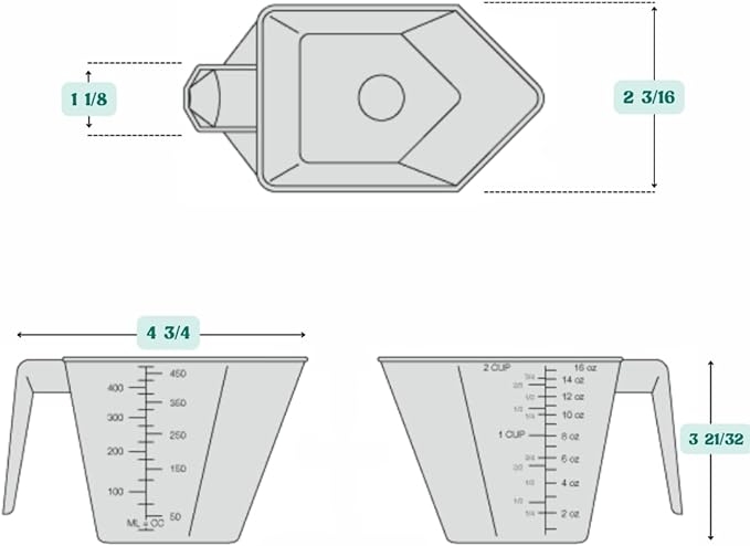 2 Cup LONG Handle (1 Pint | 16 Oz. | 500 mL) Scoop for Measuring Coffee, Pet Food, Grains, Protein, Spices and Other Dry Goods (Pack of 5)