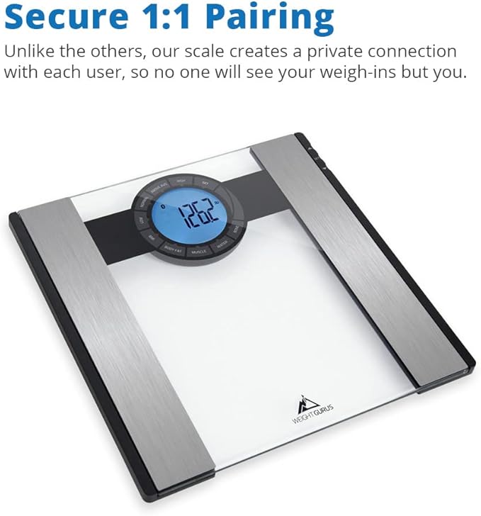 Greater Goods Weight Gurus Scale for Body Weight, Digital Bluetooth Scale for BMI, Body Fat, Muscle Mass, 400lb, Designed in St. Louis