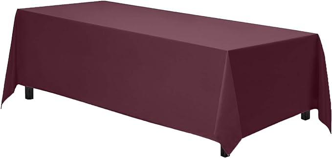 Gee Di Moda Rectangle Tablecloth - 70 x 120 Inch Burgundy Table Cloth for 6 or 8 Foot Rectangle Table - Heavy Duty Washable Fabric - for Buffet Table, Holiday Party, Dinner, Wedding & Baby Shower