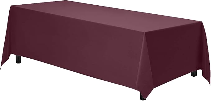 Gee Di Moda Rectangle Tablecloth - 90 x 156 Inch Burgundy - Heavy Duty Washable Polyester - 8 Ft Table, Holiday Party, Wedding & Baby Shower