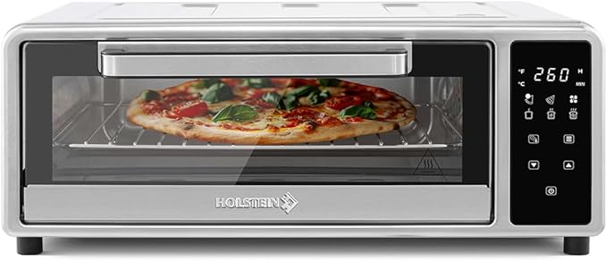 Holstein Housewares 12-Inch Pizza Air Fryer Oven – 600°F Countertop Convection Oven with Hot Air Technology for Baking, Frying & Roasting – Compact, Multi-Function, Energy-Efficient Design