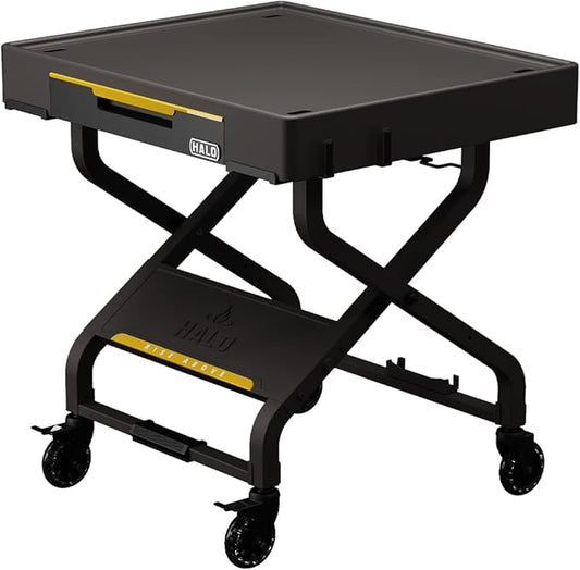 HALO Outdoor Cart | Portable Outdoor Countertop Grill Cart | Drop Down Drawer Storage | Collapsible | Tank Storage