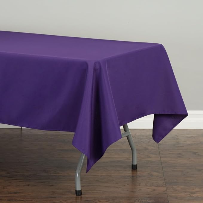 LTC LINENS 2 Pack Purple Rectangular Tablecloths 60 x 126 Inches for 8 Feet Rectangle Banquet Tables with Half-Drop - Stain and Wrinkle Resistant Polyester Fabric Cloth Table Covers for Party, Wedding