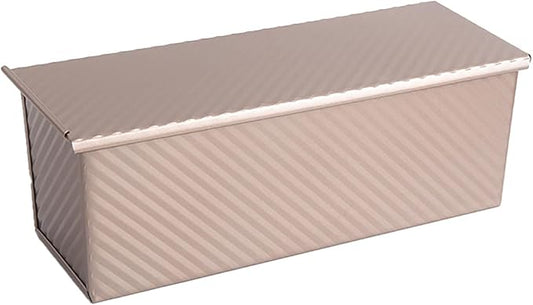 Pullman Loaf Pan with Lid, 2.2 lb Dough Capacity Bakeware for Baking Bread, Carbon Steel Corrugated Bread Toast Mold with Cover