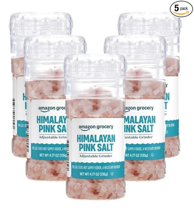 Amazon Fresh, Pink Himalayan Salt Grinder, 4.77 Oz (Pack of 5)