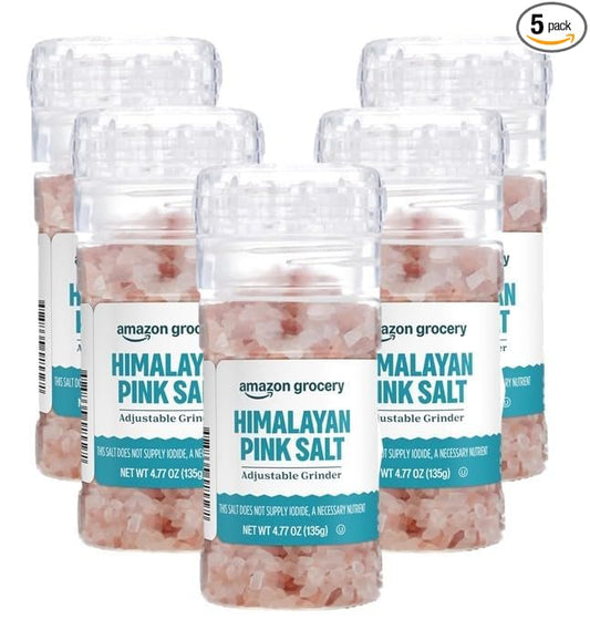 Amazon Fresh, Pink Himalayan Salt Grinder, 4.77 Oz (Pack of 5)