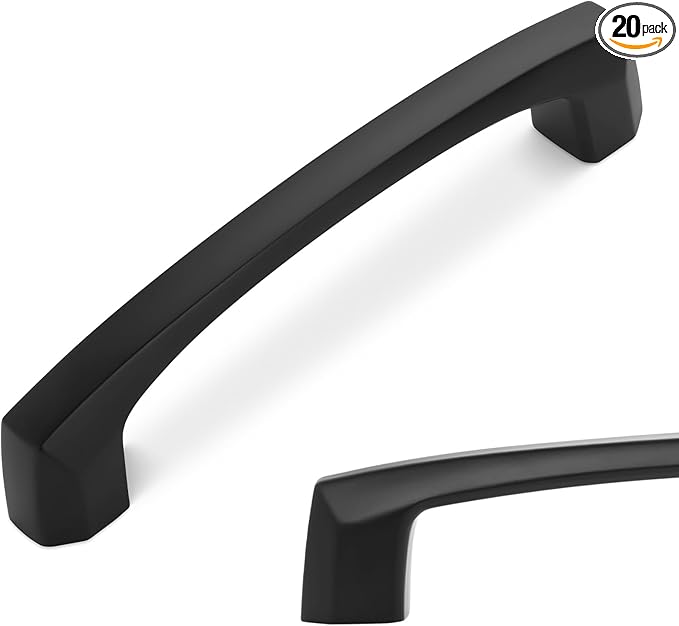 20 Pack 3 Inch(76mm) Kitchen Cabinet Handles Matte Black Cabinet Pulls Zinc Alloy Drawer Pulls Solid Kitchen Hardware