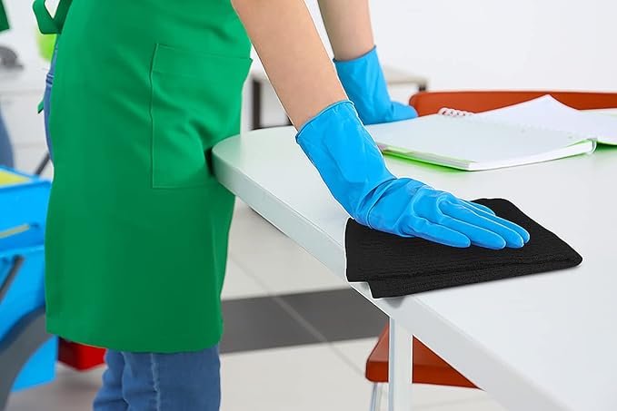 Softolle Bar Mop Towels, Pack of 12-16x19 Inches - 100% Cotton Super Absorbent Towels, Multi-Purpose for Home and Bar Cleaning (White-Black)