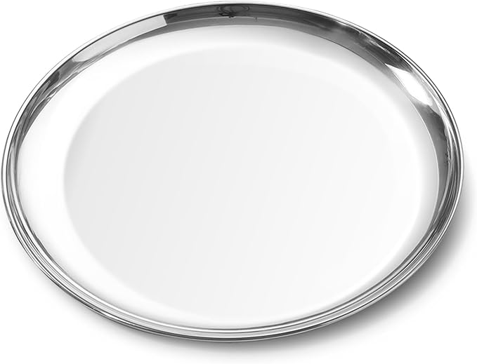 P&P CHEF 10 Inch Pizza Pan, Stainless Steel Round Pizza Tray Baking Pans, Pizzas Plate Serving Tray for Cookie Meat, Oven & Dishwasher Safe & Easy Cleaning, (Mirror Finish) - 1 Piece