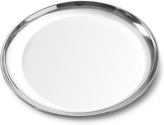 P&P CHEF 10 Inch Pizza Pan, Stainless Steel Round Pizza Tray Baking Pans, Pizzas Plate Serving Tray for Cookie Meat, Oven & Dishwasher Safe & Easy Cleaning, (Mirror Finish) - 1 Piece