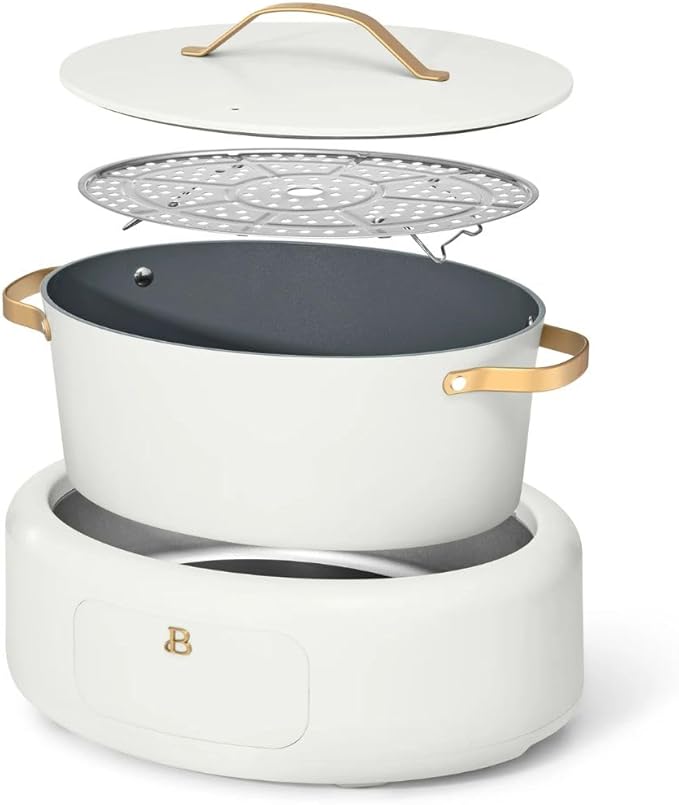 Beautiful 10-in-1 6-Qt Programmable Multi-Cooker with Oven-Safe Pot & 7 Presets – Slow Cook, Rice, Steam, Sauté (White)