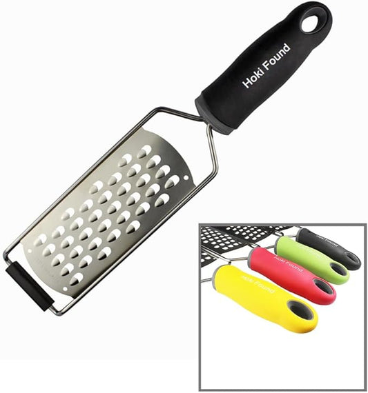Hoki Found Stainless Steel Coarse Cheese Shredder - Zester, Vegetable & Fruit Grater - Black