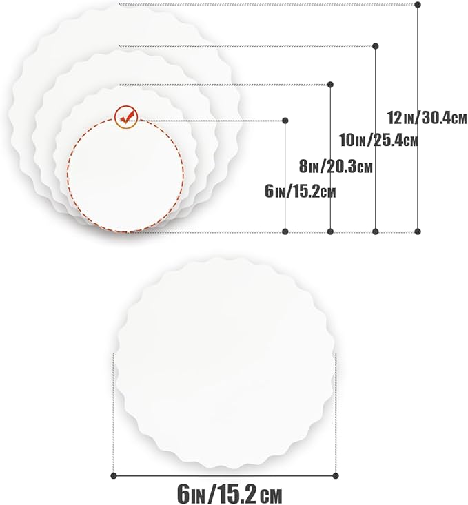 qiqee Wave Cake Boards Round Circles Rounds Base Cake Plate（Thinner But Stronger）White 6 Inch 50-Packs