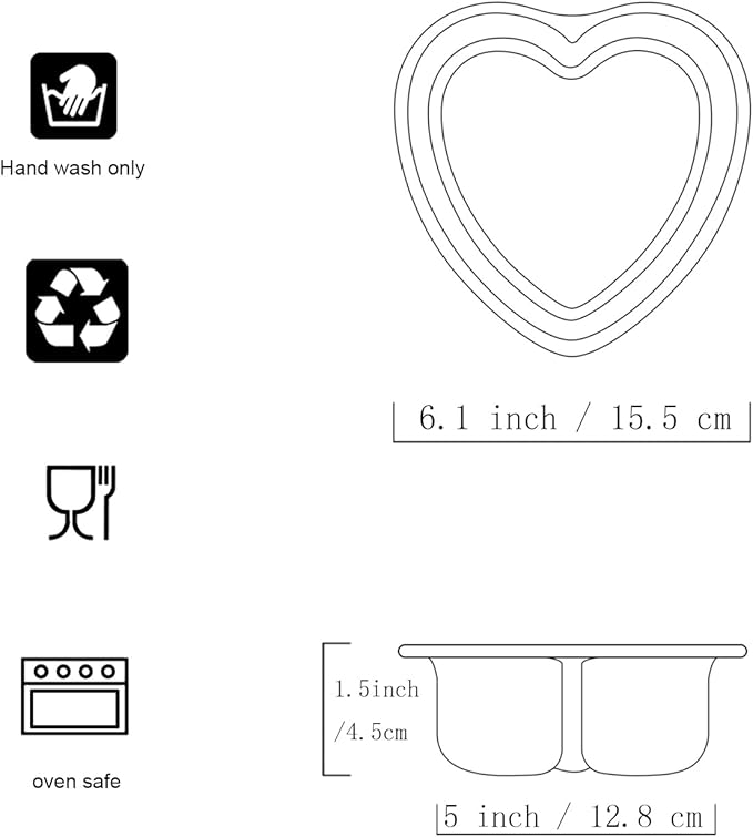 5 × 2 Inch heart cake pans,Set of 3, Aluminum Heart Cake Mold,Small Cake Pan, Heat Resistant Baking Cake Pan for Wedding, Party, Family Occasions, Chocolate. (5 × 2 Inch heart cake pan,Set of 3)