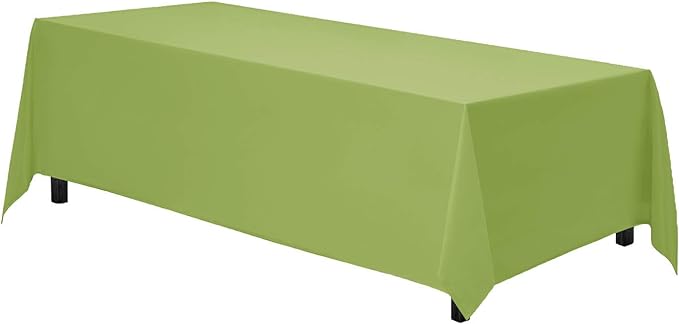 Gee Di Moda Rectangle Tablecloth - 90 x 156 Inch Apple Green Table Cloth for 8 Foot Table with Floor-Length Drop - Heavy Duty Washable Fabric - 8 Ft Buffet Table, Holiday Party, Wedding & Baby Shower