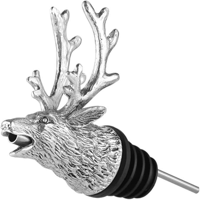 Happy Hour Majestic Stag Head Wine Pourer - Stopper, Aerator, and Perfect Pourer