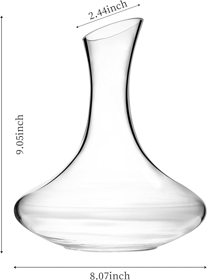 Wine Decanter 1500ml/52oz Elegant Red Wine Carafe Decanter, Hand Blown Lead-Free Crystal Glass Wine Carafe for White and red Wine, Bottle Gift and Wine Accessories